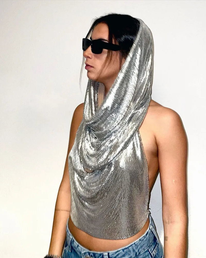 Two Piece Silver Mesh Hooded2