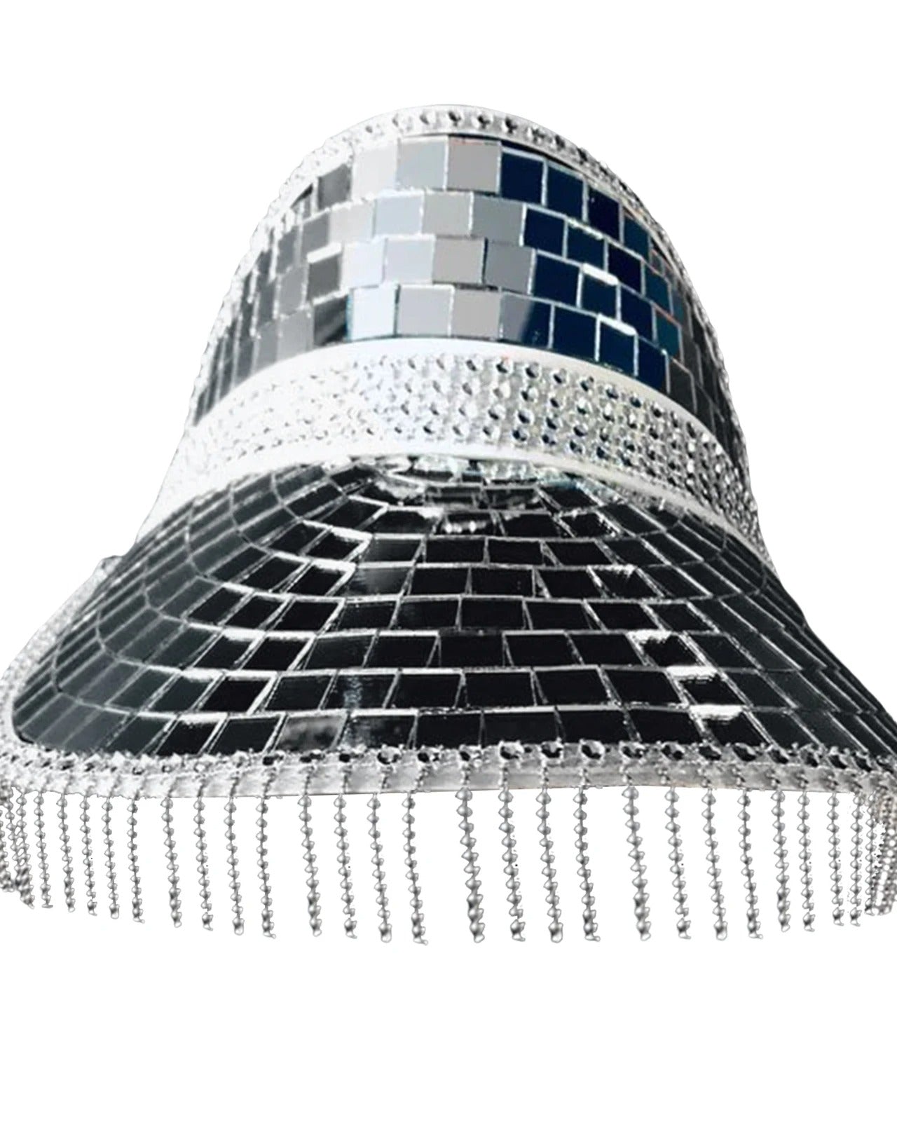 Mirror Disco Ball Visor Hat with Tassels