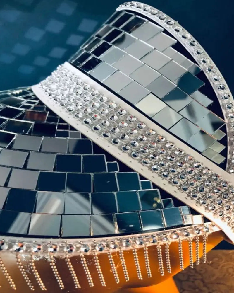 Mirror Disco Ball Visor Hat with Tassels