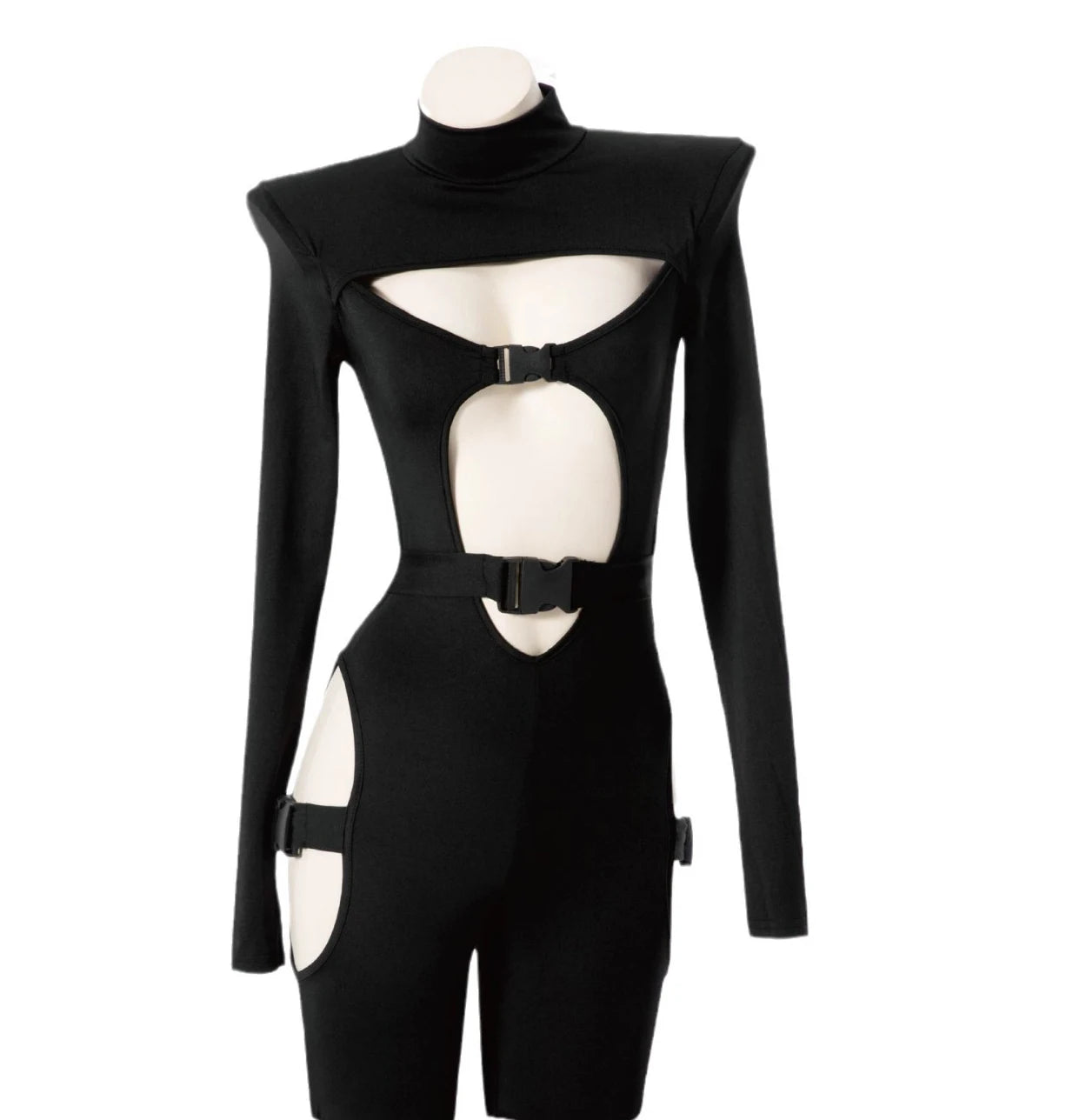 One Size Black Cyber Gothic Sexy Bodysuit