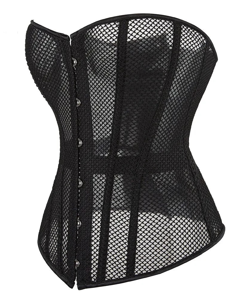 Overbust Corset Black Hollow Out Mesh Waist Trainer Bustier Top Sexy Shapewear waist cincher busiter slimming Festival Outfit Fashion Concert Rave Party Boho Style