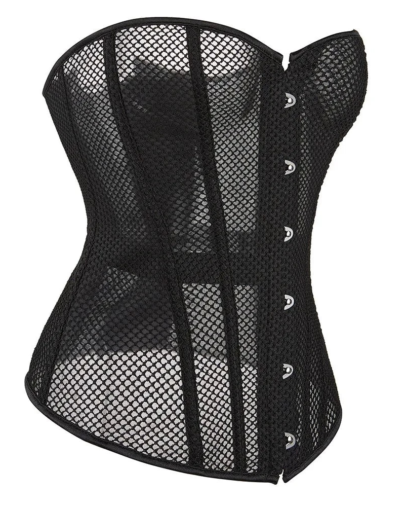 Overbust Corset Black Hollow Out Mesh Waist Trainer Bustier Top Sexy Shapewear waist cincher busiter slimming Festival Outfit Fashion Concert Rave Party Boho Style