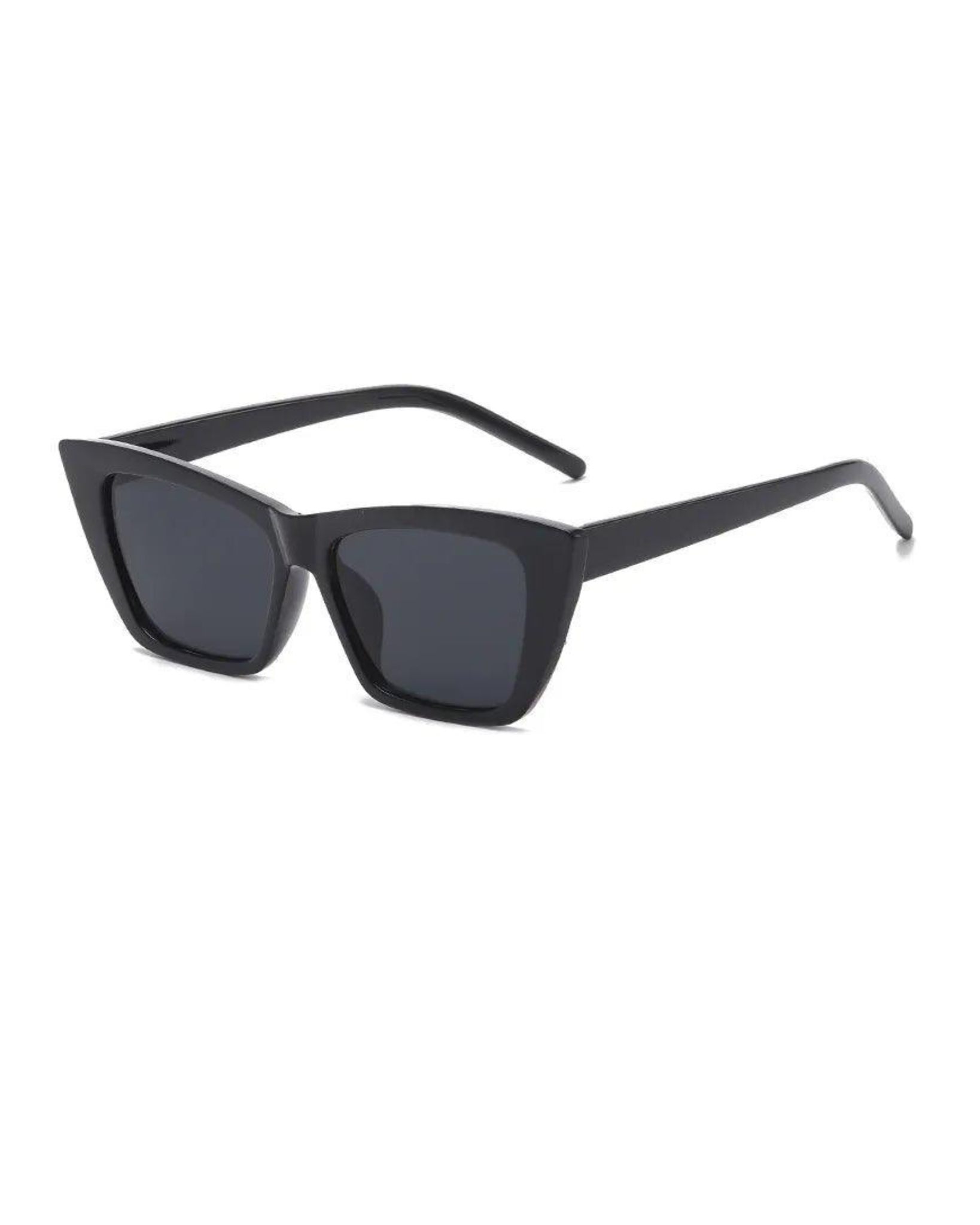Classic Black Rectangular Cat-Eye Sunglasses