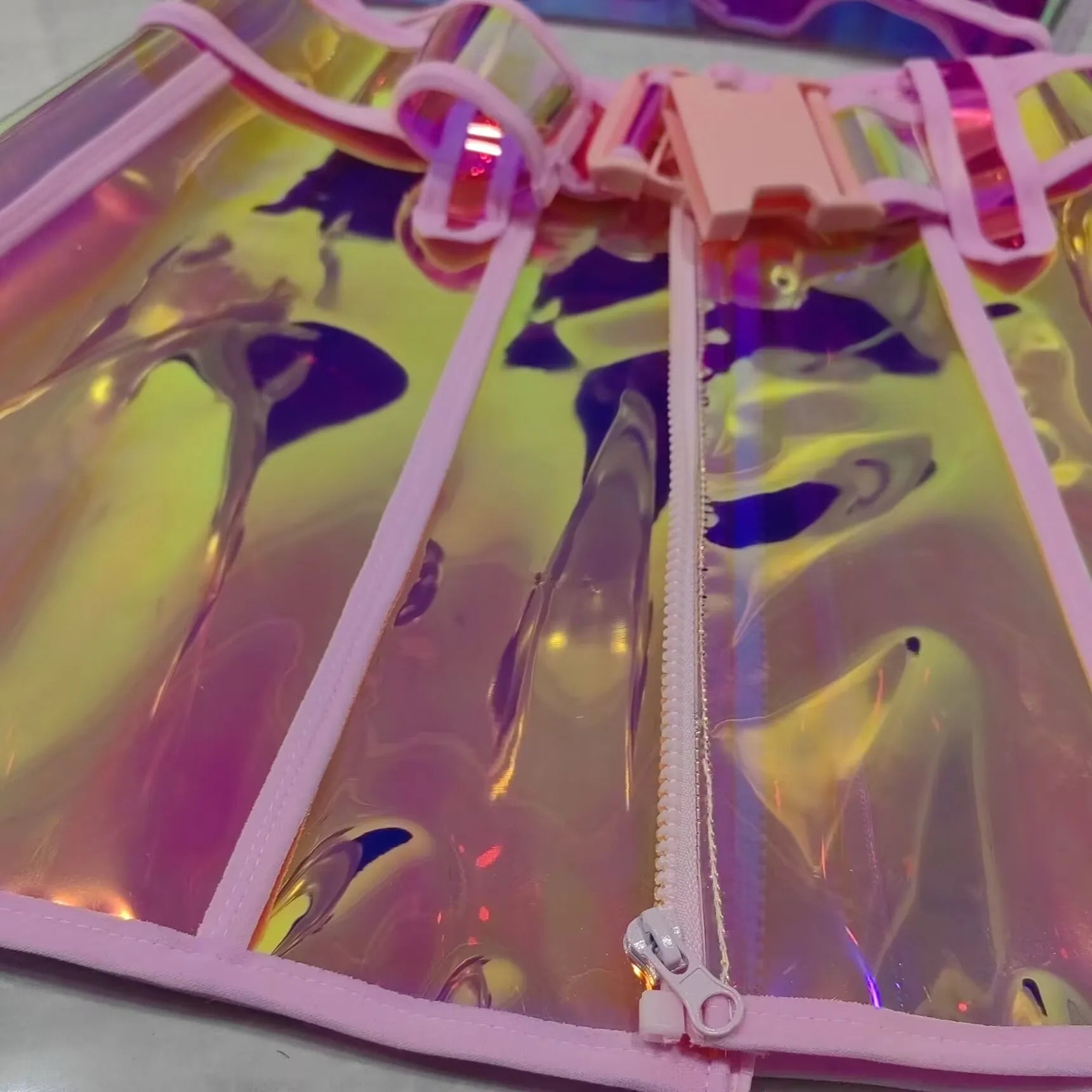 Pink Reflective Top and Skirt Set