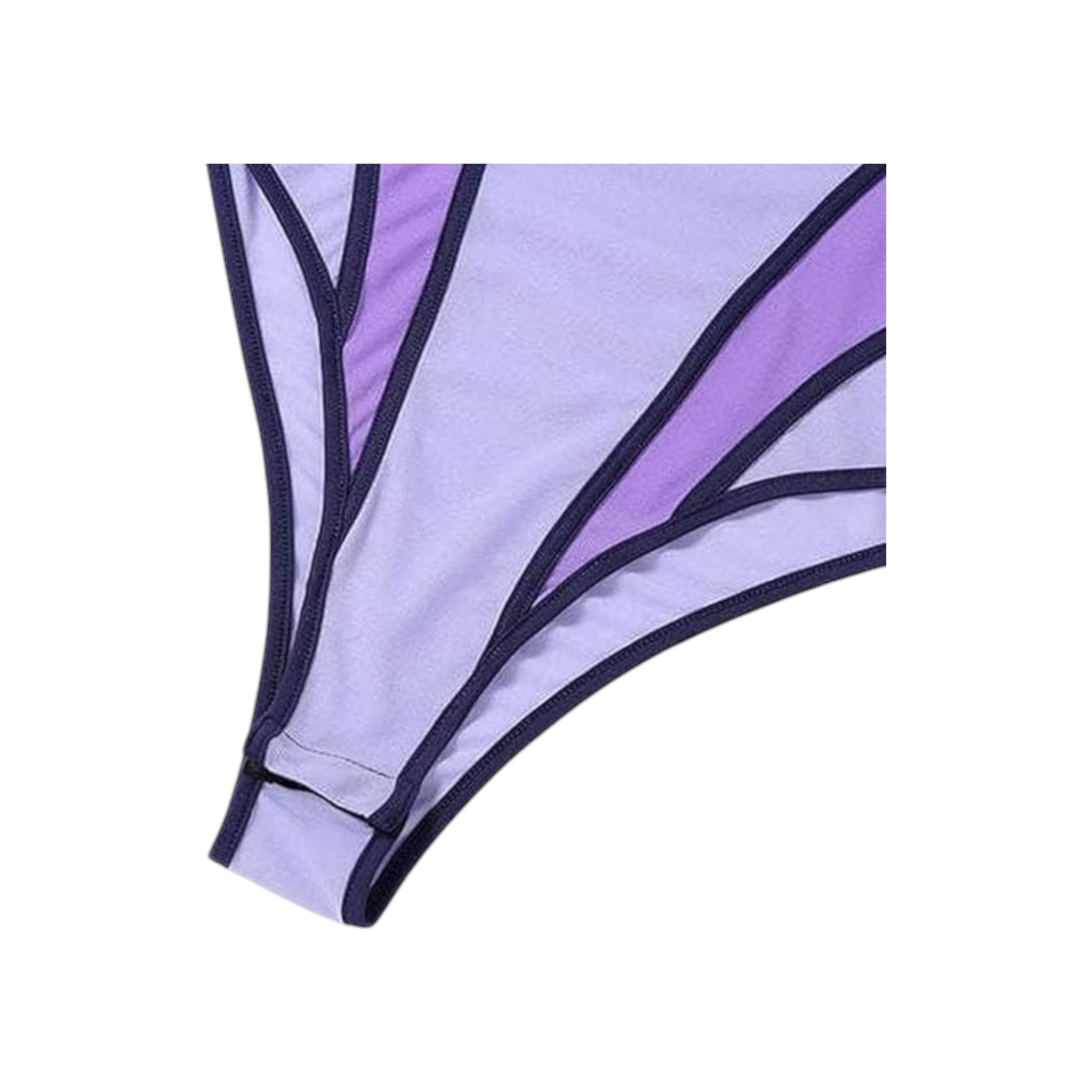 Close-up of the Purple Bodysuit highlighting its vibrant mesh design and flattering fit.