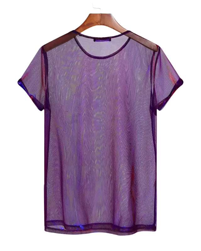 Purple Mesh See Through T-Shirt