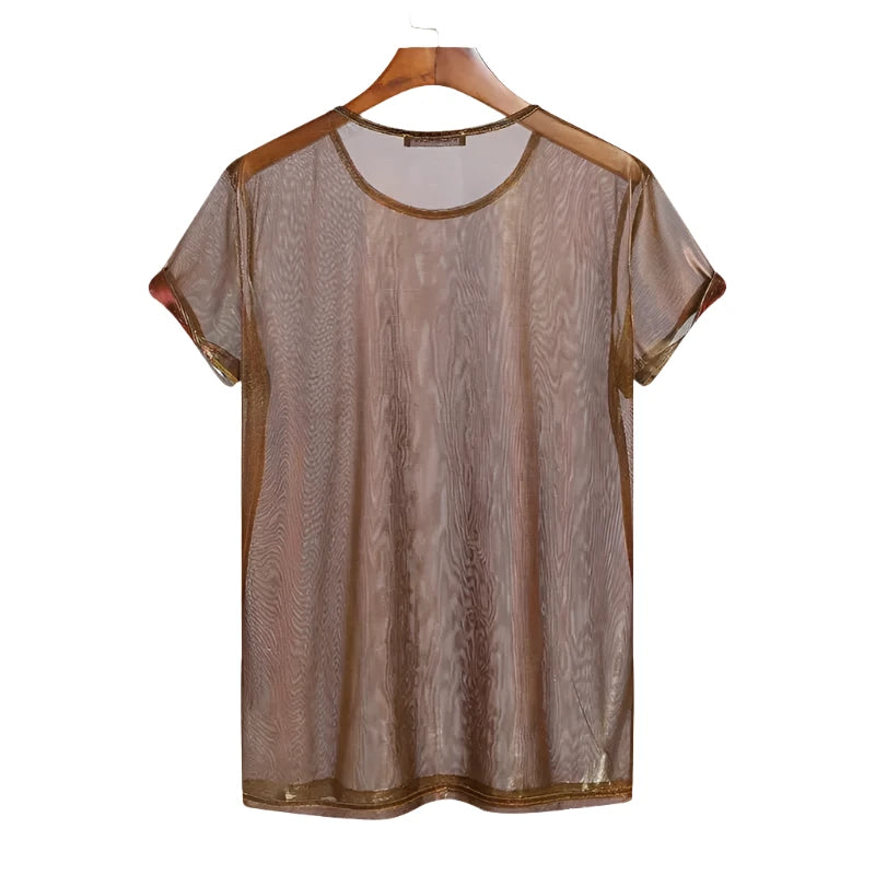 Red Mesh See Through T-Shirt