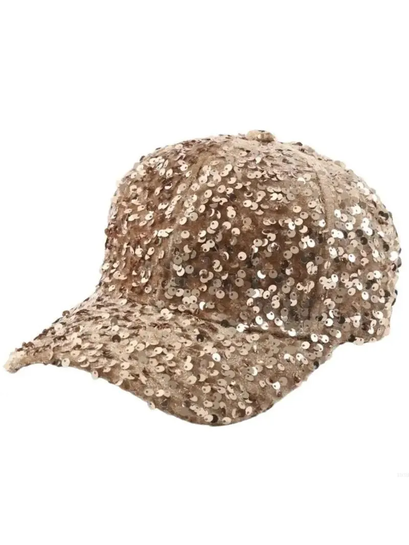 Gorra de Lentejuelas con Brillo Festival Dorado Rosa