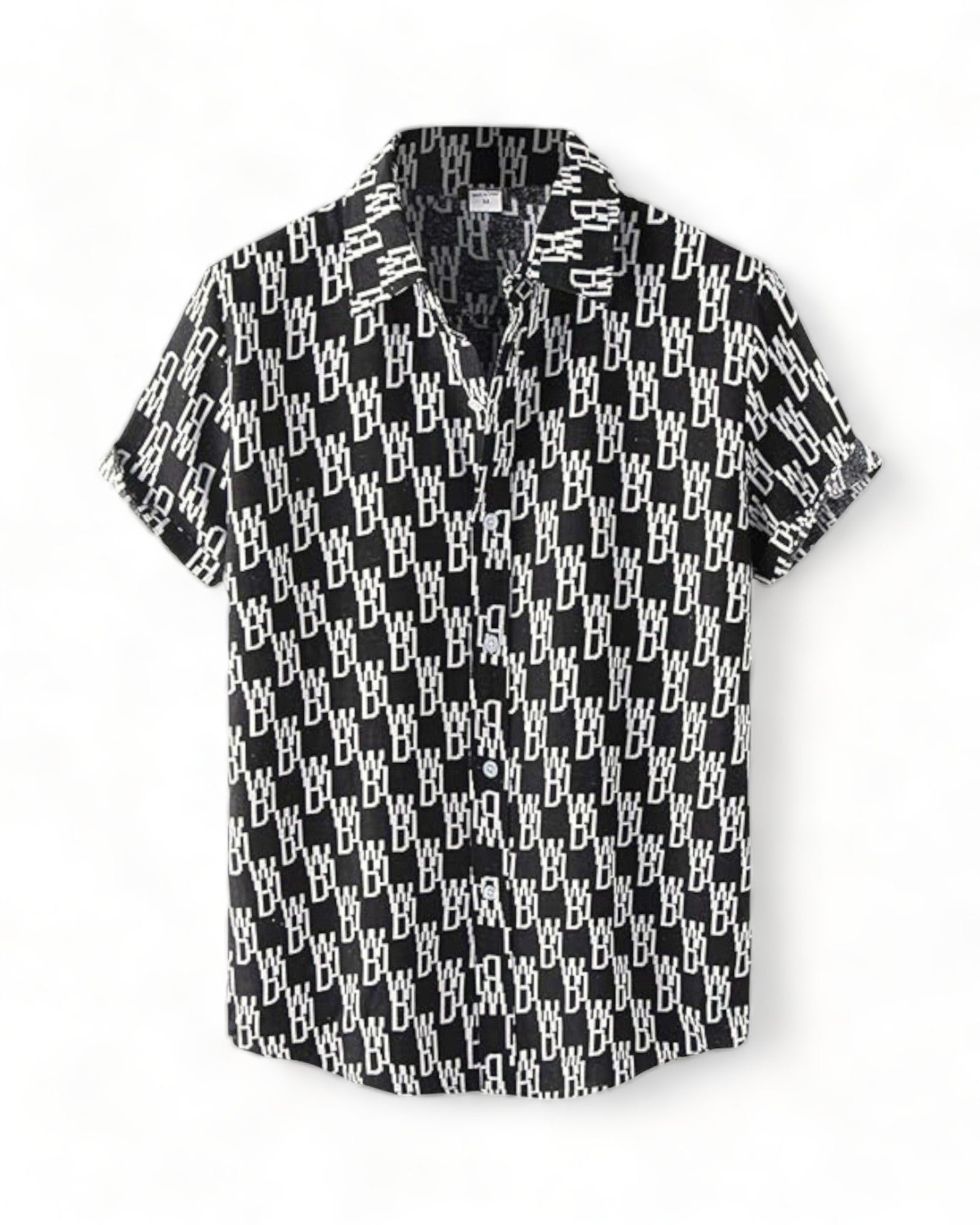 Black and White Short Sleeve Retro Shirt