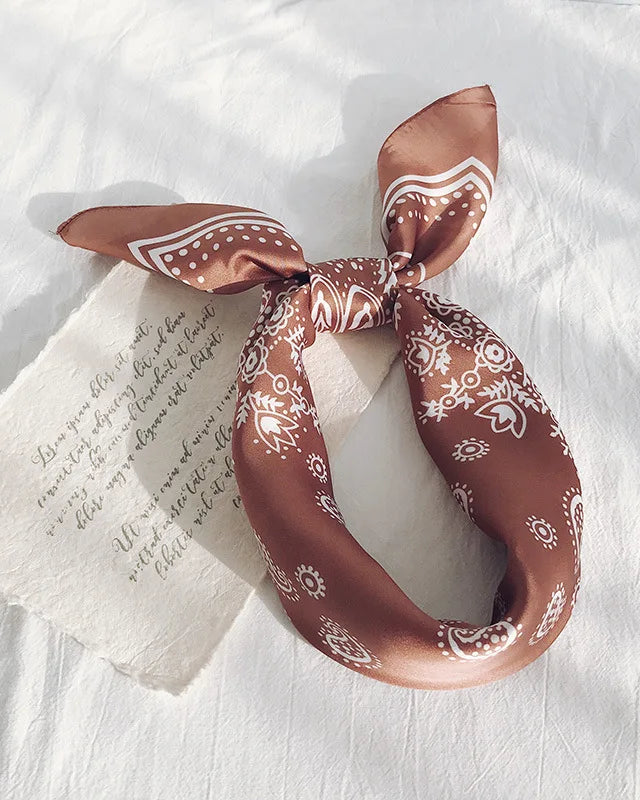 Brown Satin Bandana