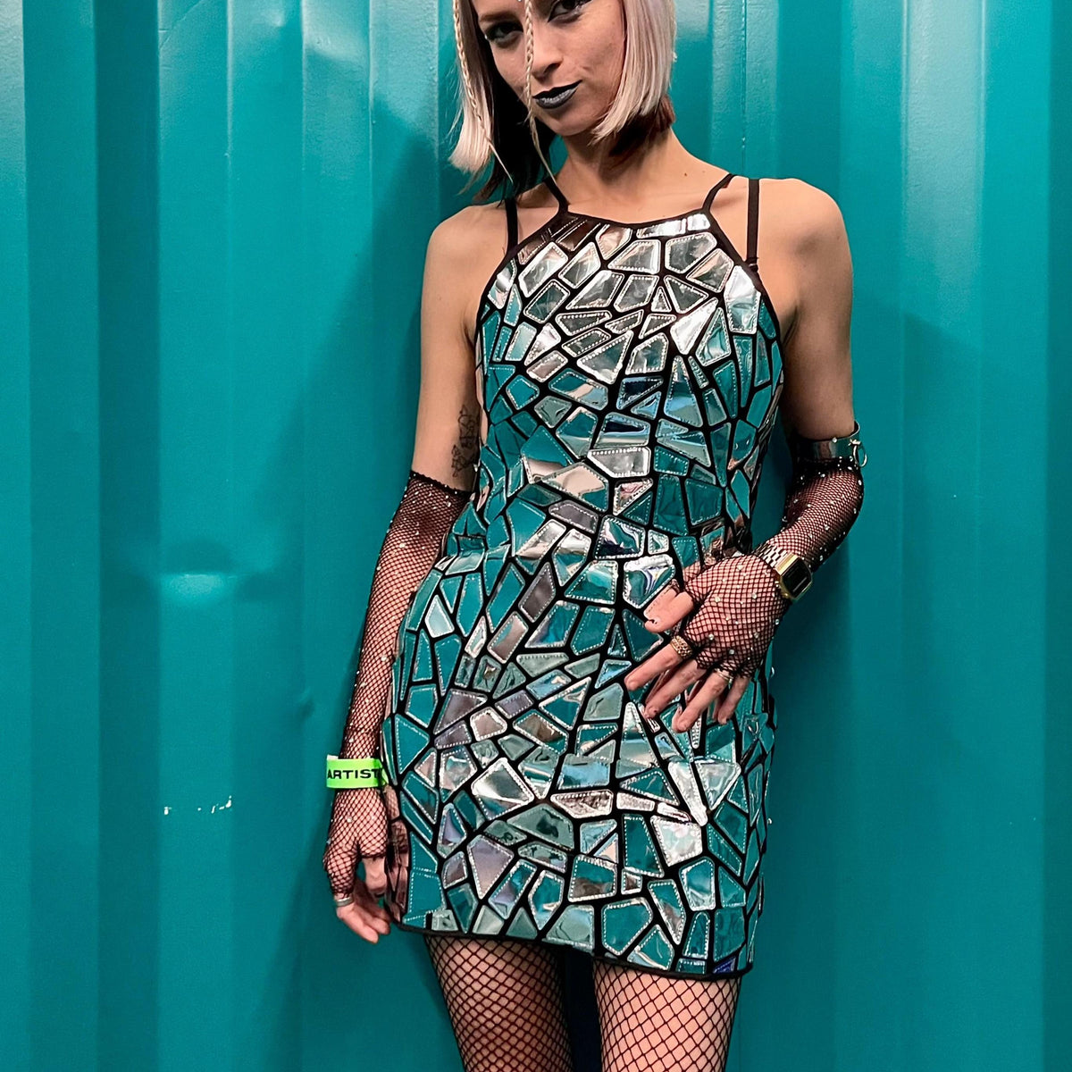 Shiny Metallic Mirror Party Dress – Venga Store
