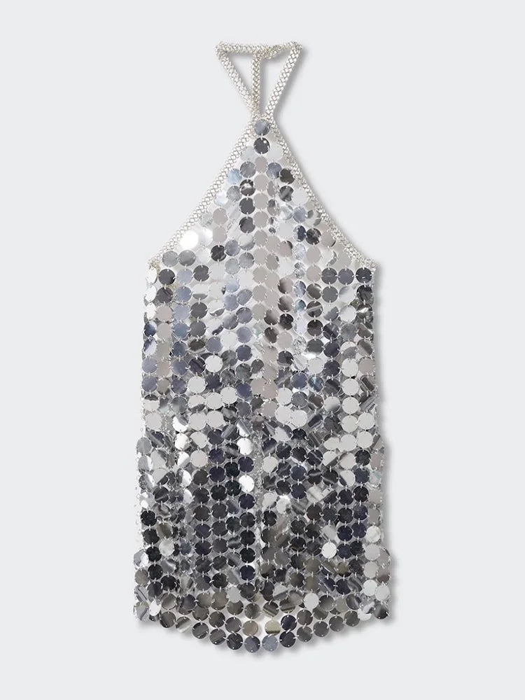 Silver Shiny Sequins Dress