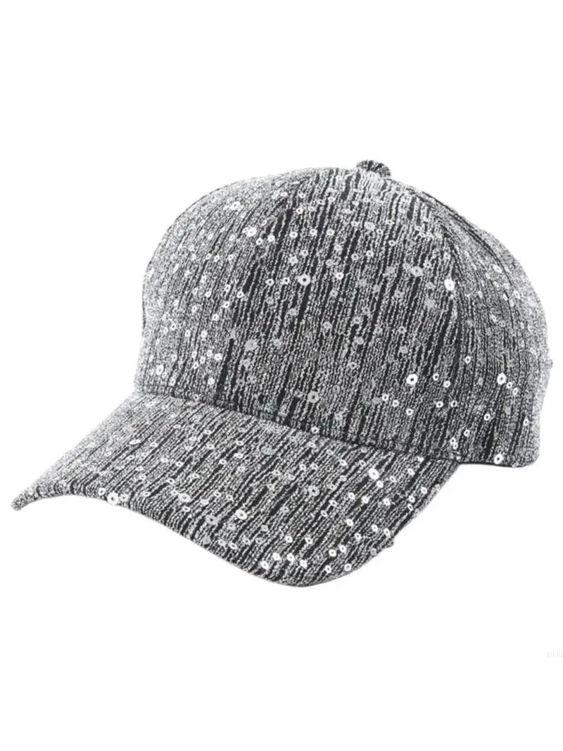 Gorra de Lentejuelas Brillantes Plateado para Festival