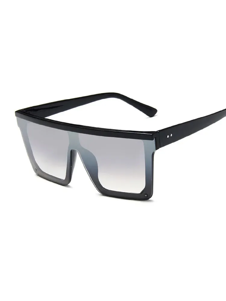 Lunettes de Soleil Carrées Surdimensionnées à Verres Argentés