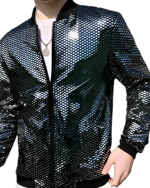 Silver Sequin Slim Jacket