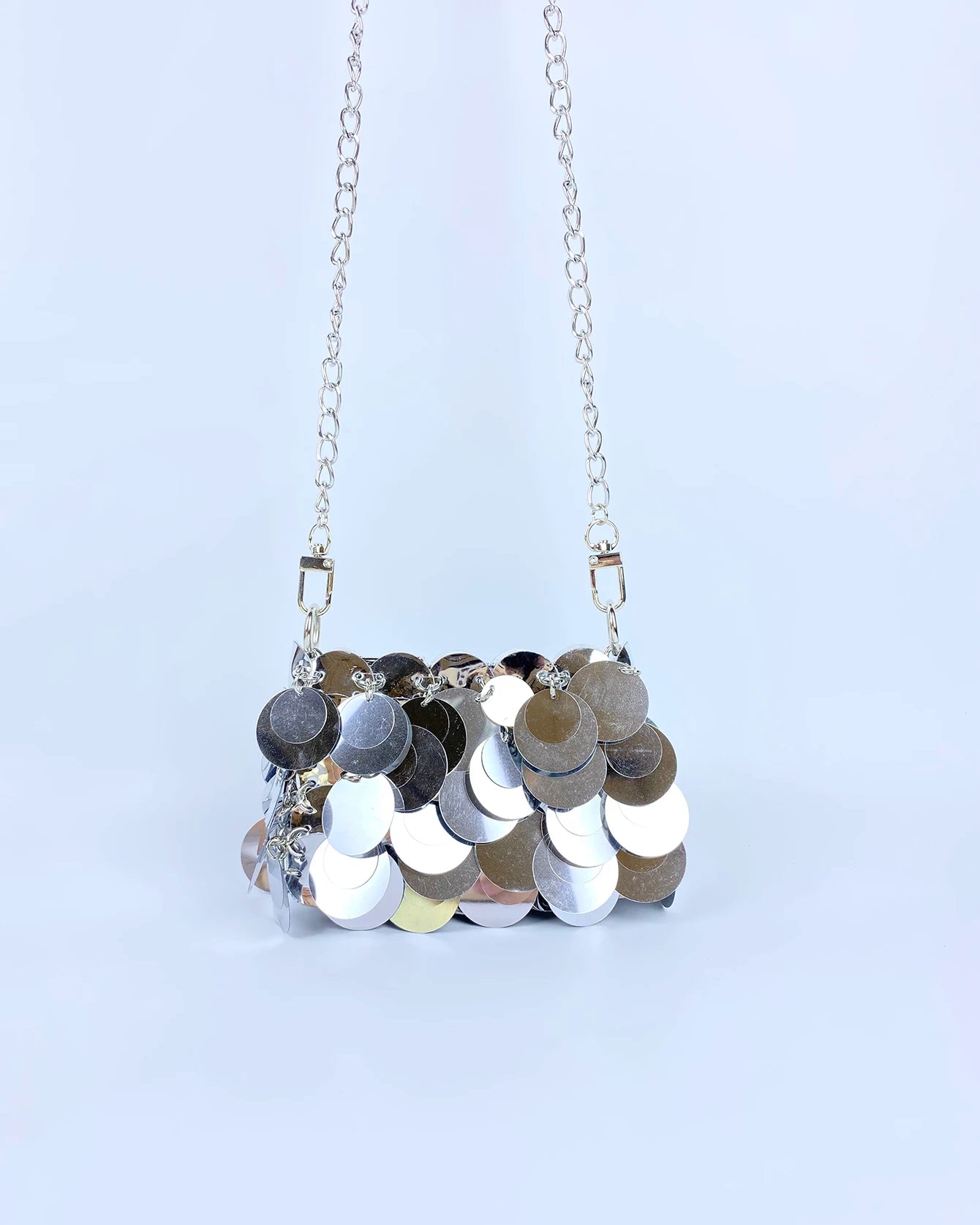 Silver Shiny Sequin Bag Chainmail Metal Chain Mirror festival accessories festival outfits rave wear