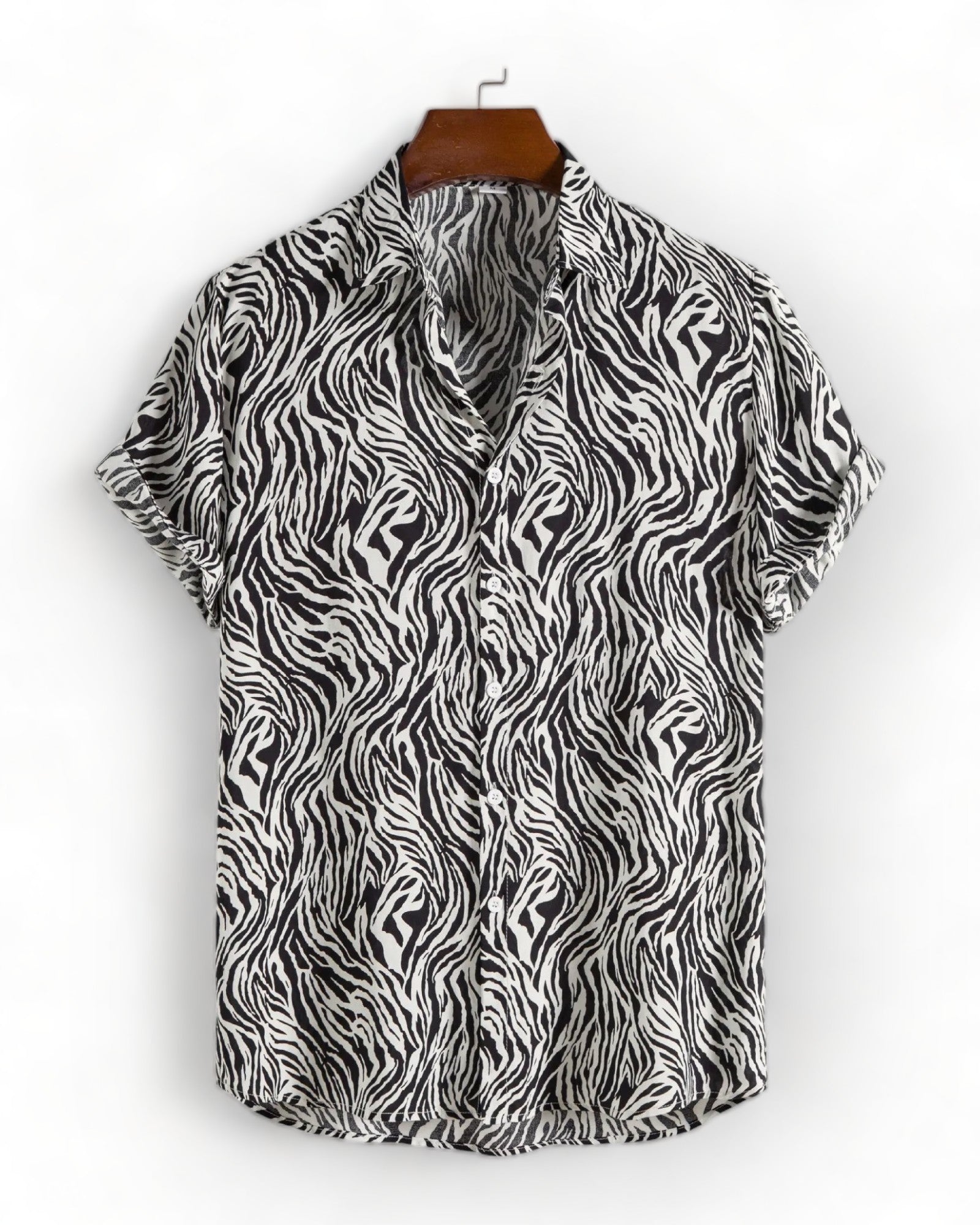 Black and white Short Sleeve Animal Print festival Shirt