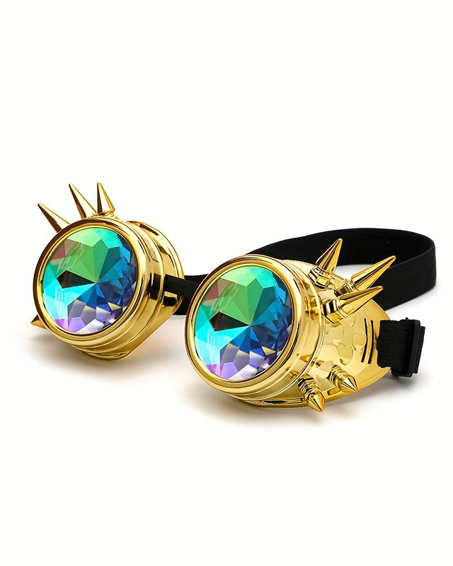 Gold Steampunk Kaleidoscope Glasses