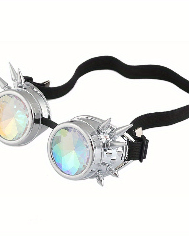 silver Steampunk Kaleidoscope Glasses