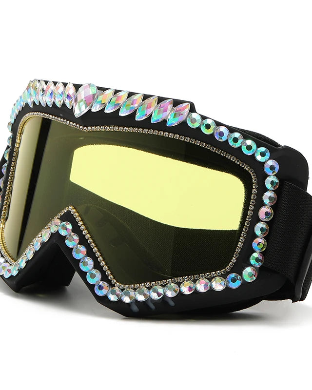 Steampunk Oversized Diamond Rhinestones Ski Goggles