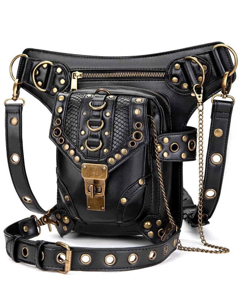 Black Steampunk Waist Leg Bag2