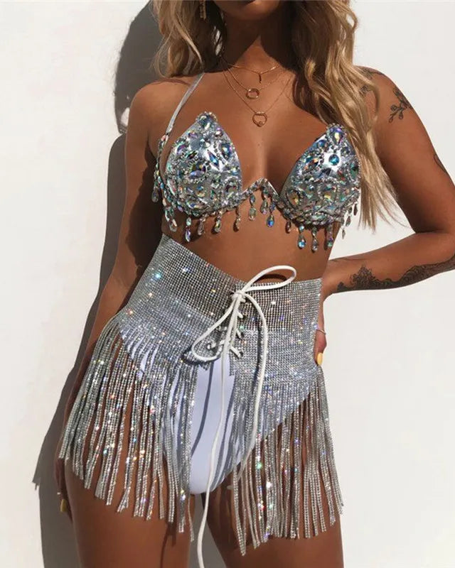 Tassel Rhinestone Sequin Skirt1