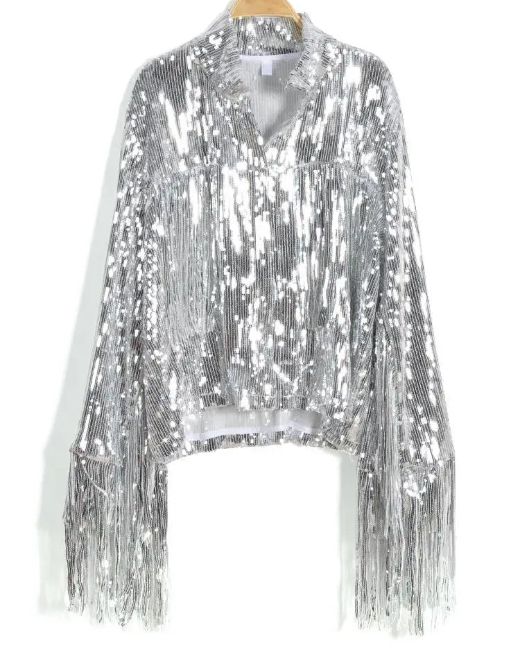Silver Tassel Sequin Jacket