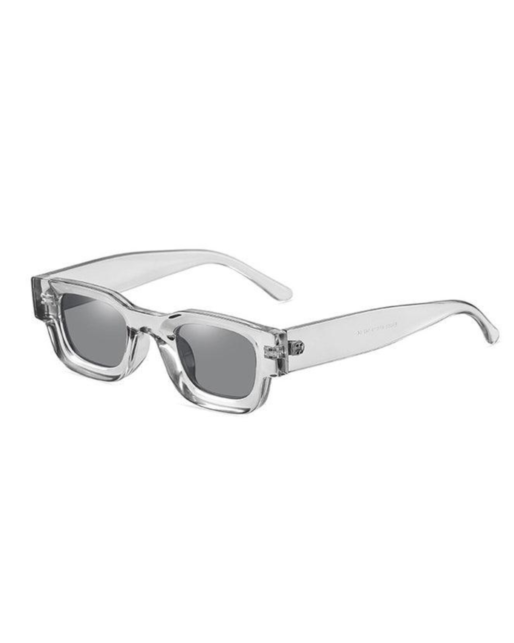Grey lens transparent frame Modern Thick Rectangular Sunglasses