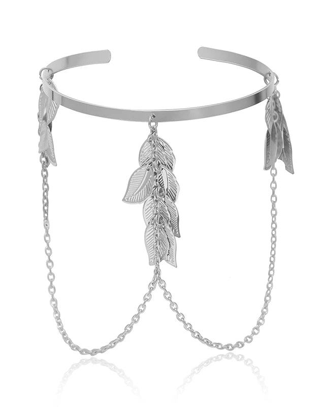 Silver Upper Arm Bracelet Leaf Cuff bracelet for women Festival Outfit