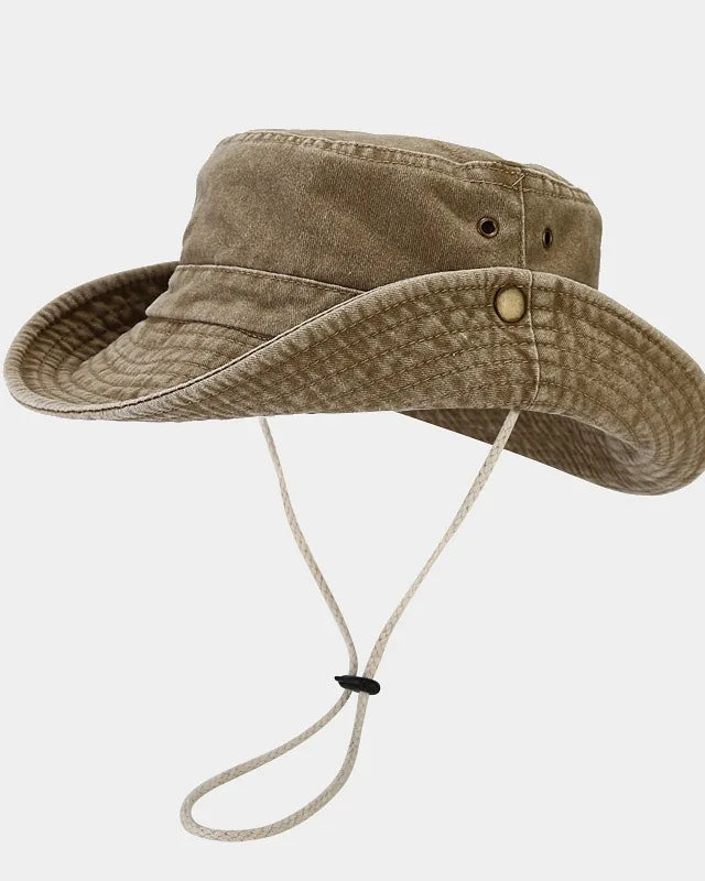 Khaki Beige Washed Fishman Bucket Hat