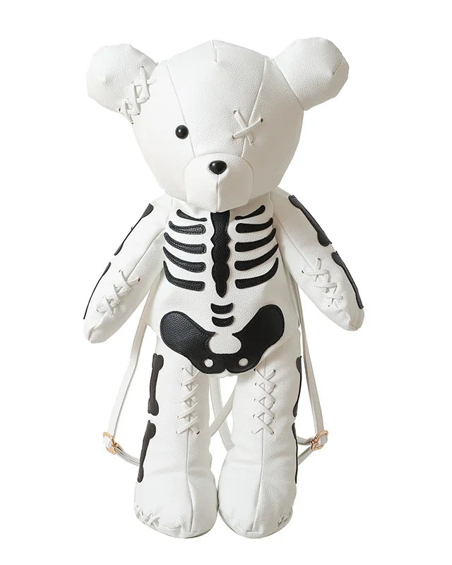 White Big Gothic Punk Teddy Bear Backpack