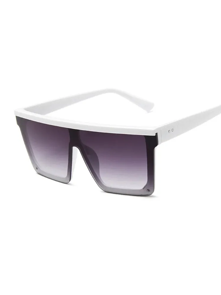 Lunettes de Soleil carrées surdimensionnées à monture blanche