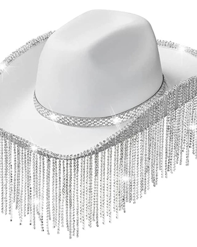 White Rhinestone Cowgirl Hat