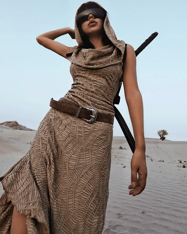 XS Jacquard Knit Hooded Dress