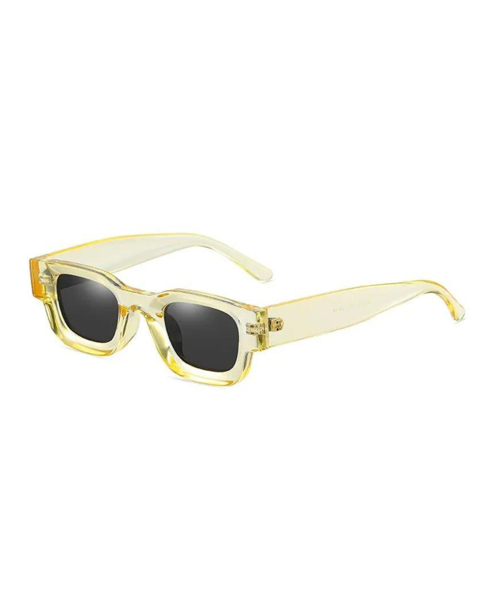 yellow frame black lens Modern Thick Rectangular Sunglasses