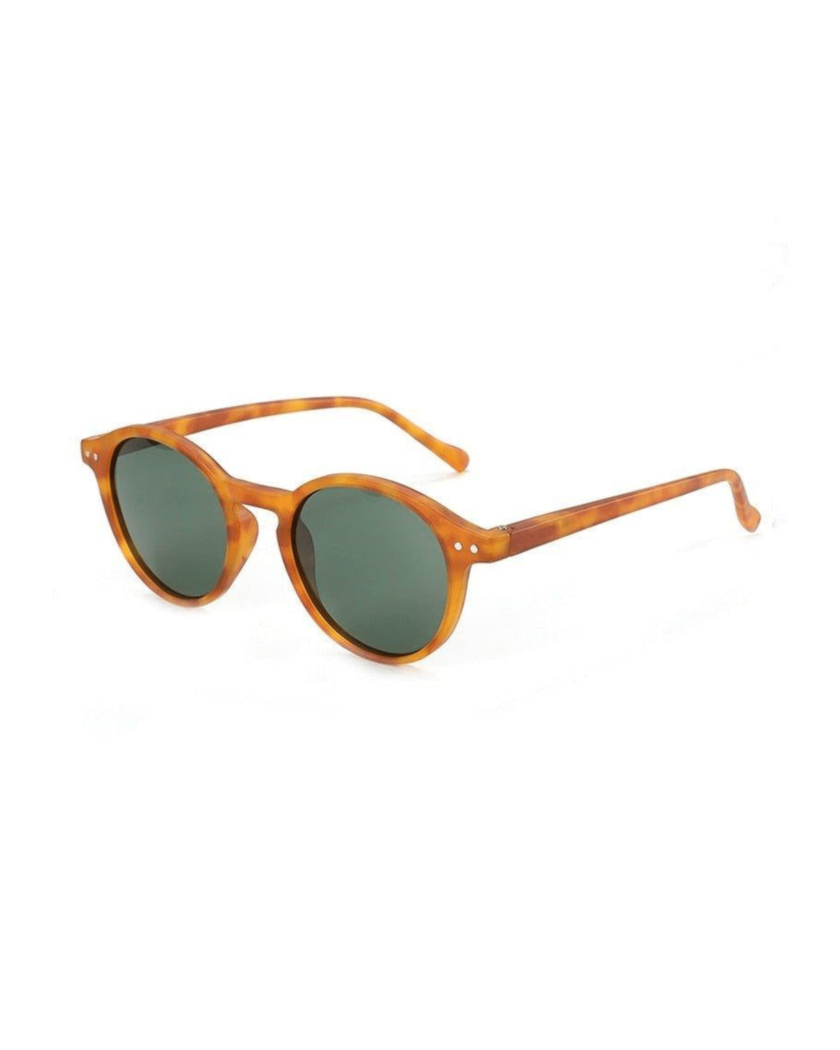 brown frame green lens Retro Round Sunglasses
