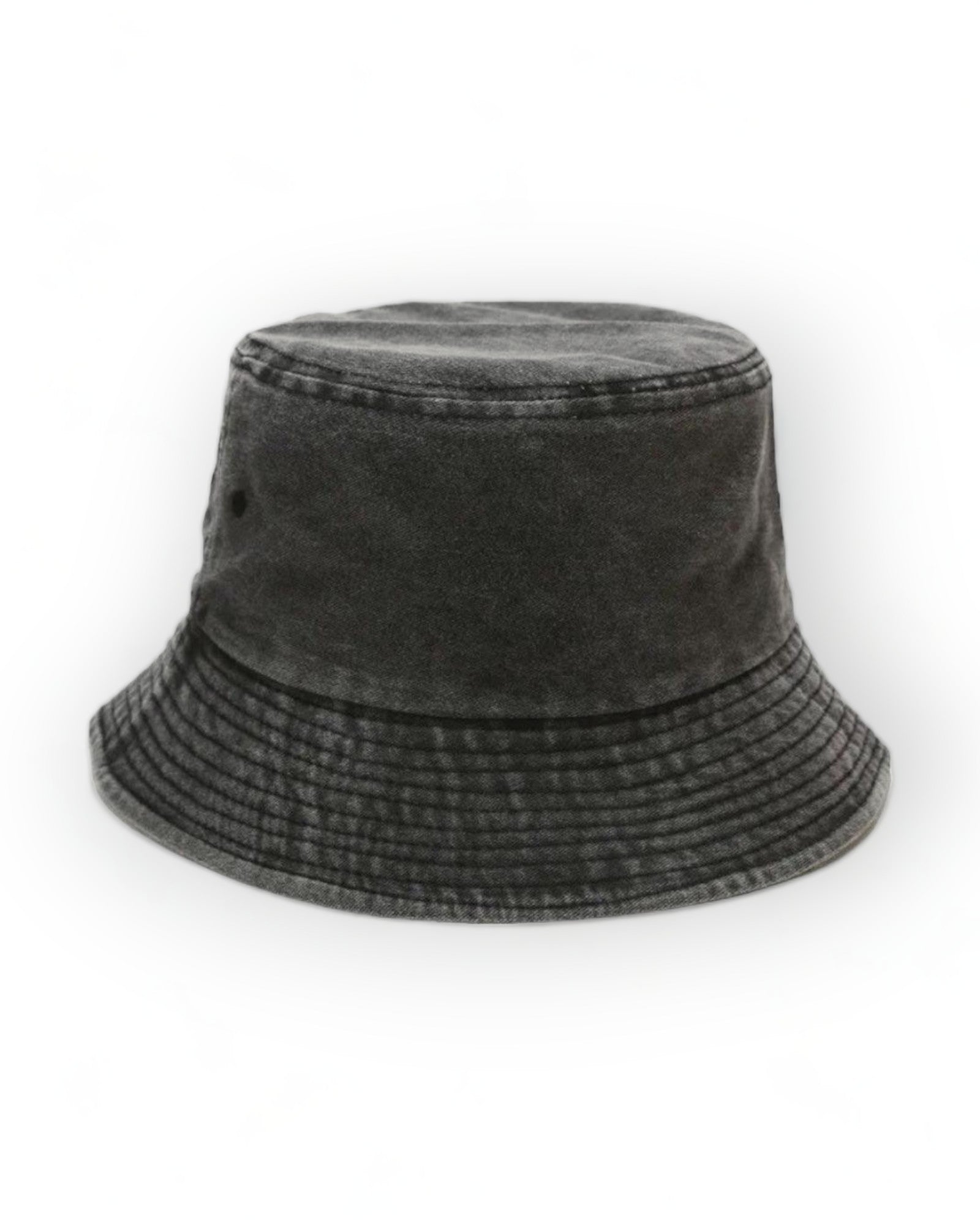 Bucket Hat Washed in dark gray cotton, perfect for festivals and stylish outdoor events.