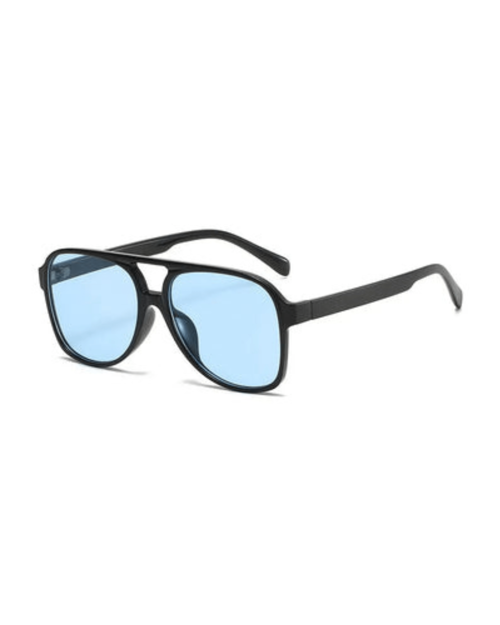 blue lens black frame Oversized Aviator Sunglasses