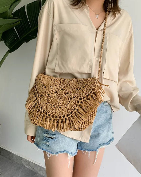 Boho Style Rattan Cross Bag Beach festival accessories