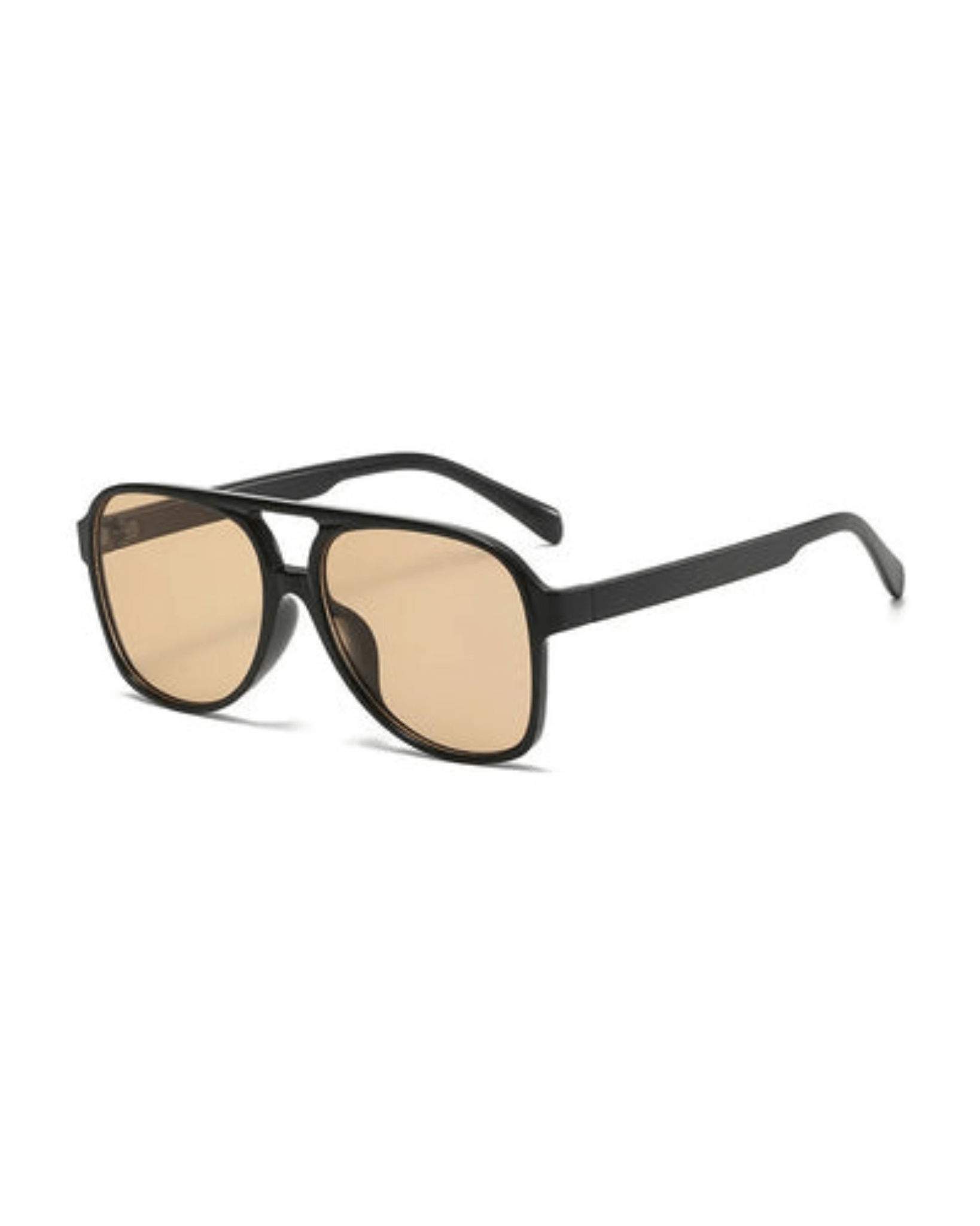 brown lens black frame Oversized Aviator Sunglasses