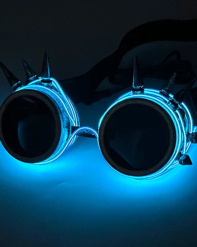 blue Cyberpunk Glowing Goggles Luminous LED Sunglasses rave wear festival accessories
