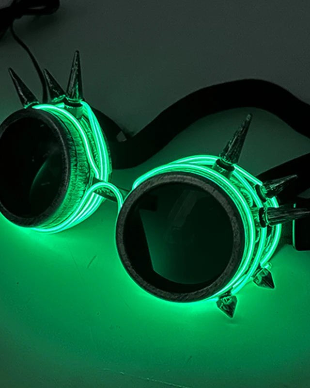 green Cyberpunk Glowing Goggles Luminous LED Sunglasses rave wear festival accessories