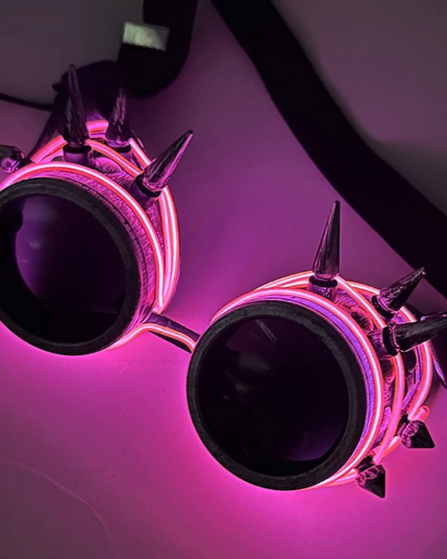 pink Cyberpunk Glowing Goggles Luminous LED Sunglasses rave wear festival accessories