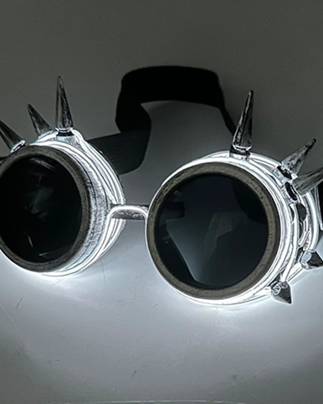 white Cyberpunk Glowing Goggles Luminous LED Sunglasses rave outfit festival accessories
