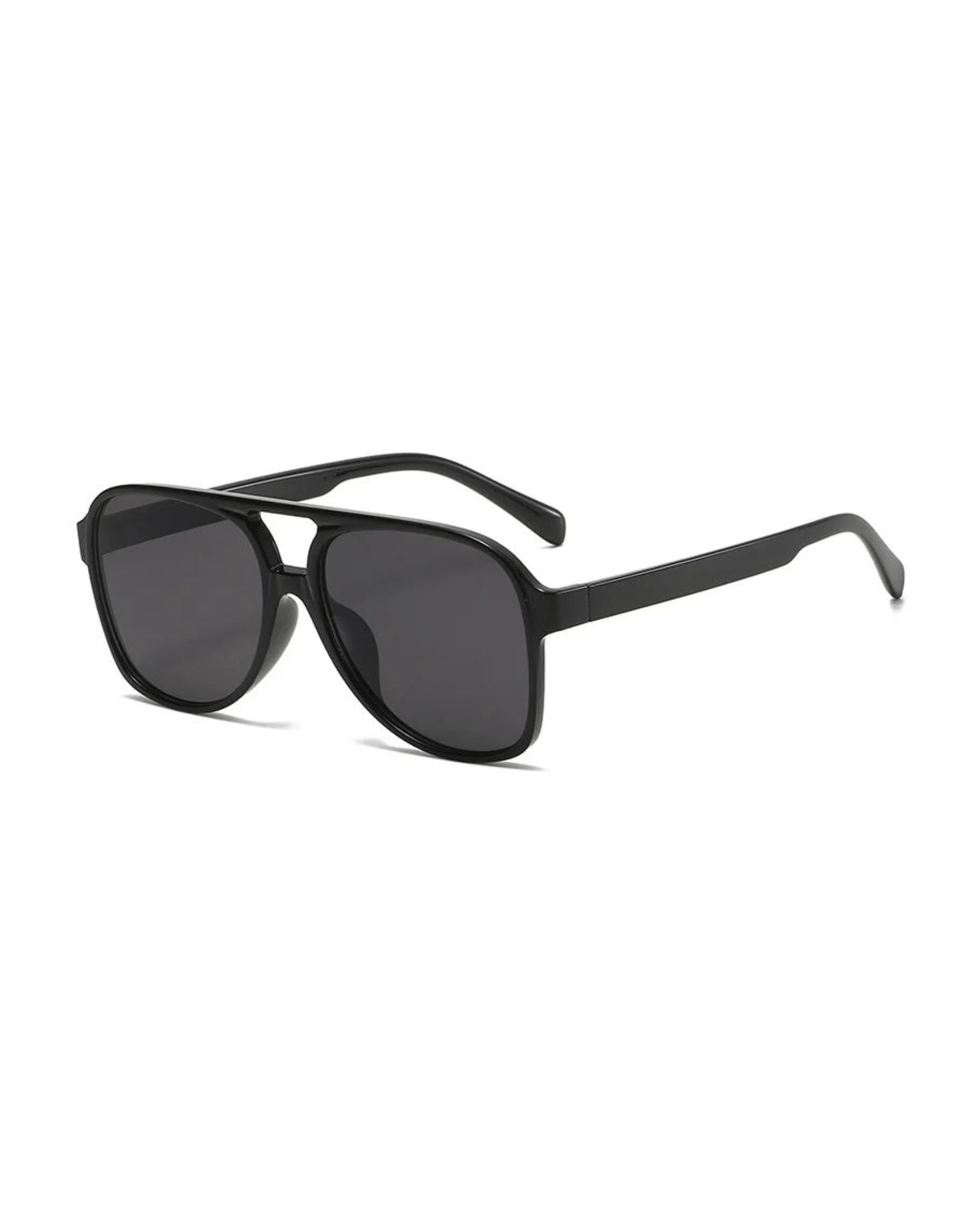 black lens black frame Oversized Aviator Sunglasses