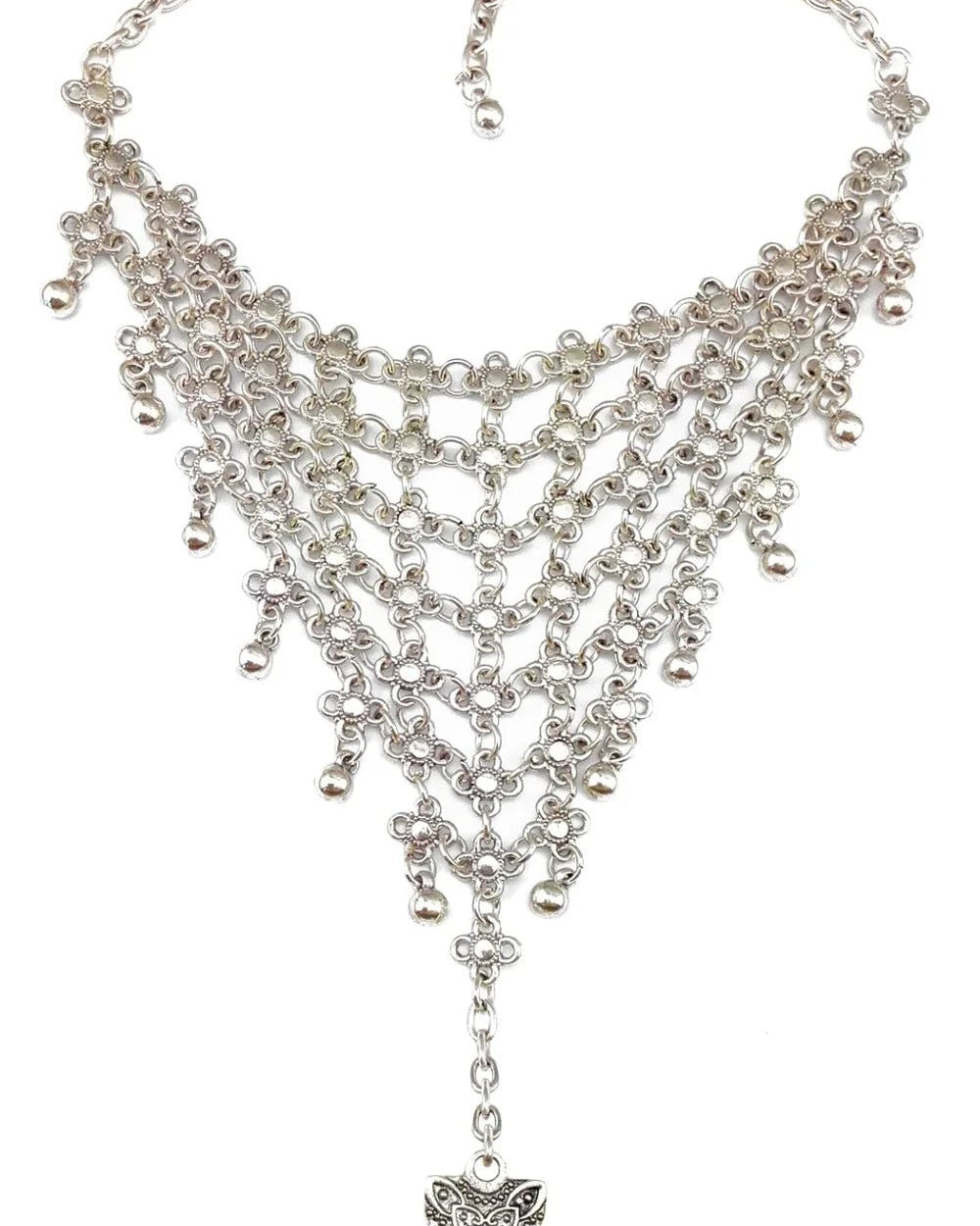 Antique silver Finger Chain Bracelets with elegant chain design and decorative pendant for festival wear.