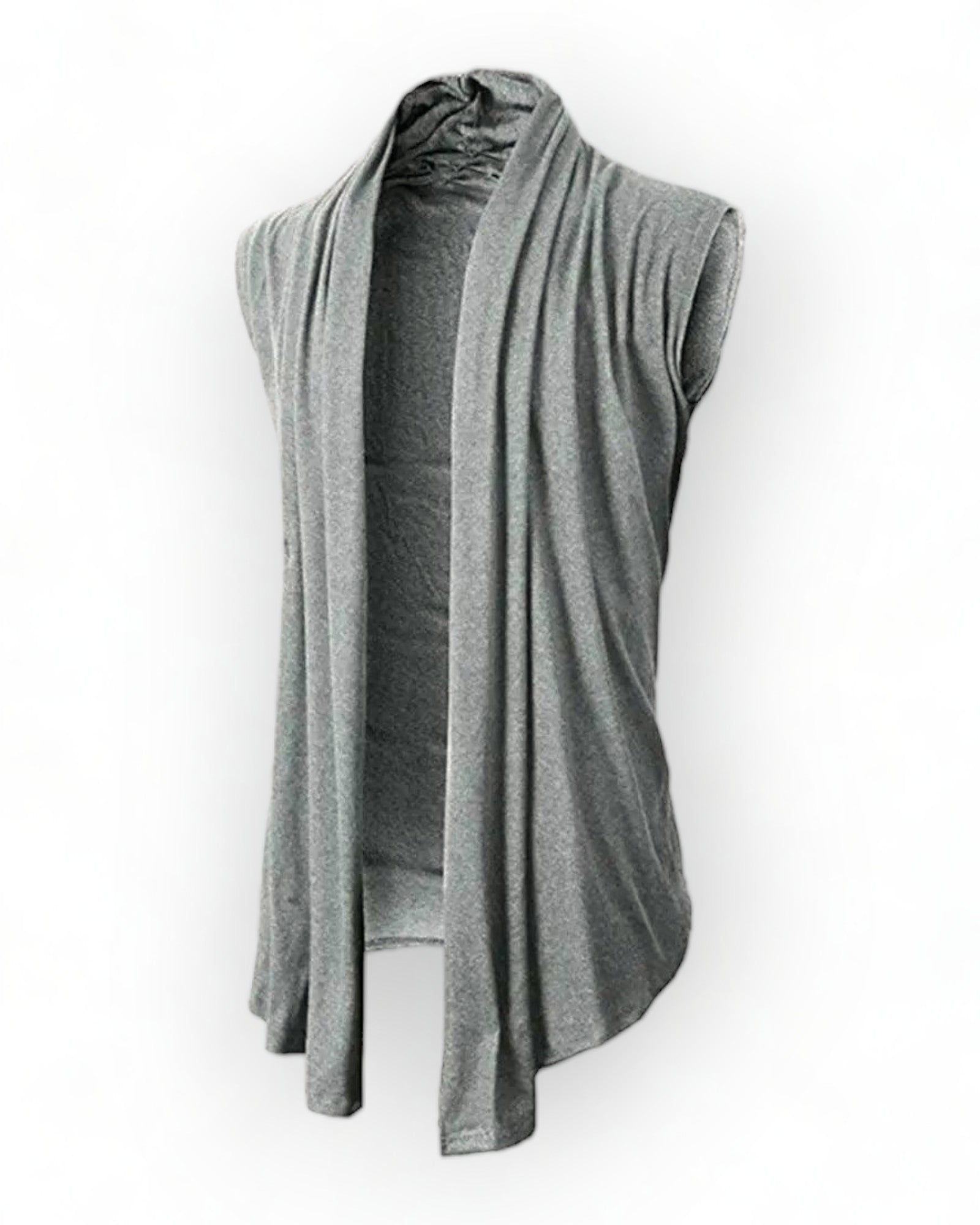 Boho Style Sleeveless Cardigan in light gray, perfect for layering and enhancing festival looks.