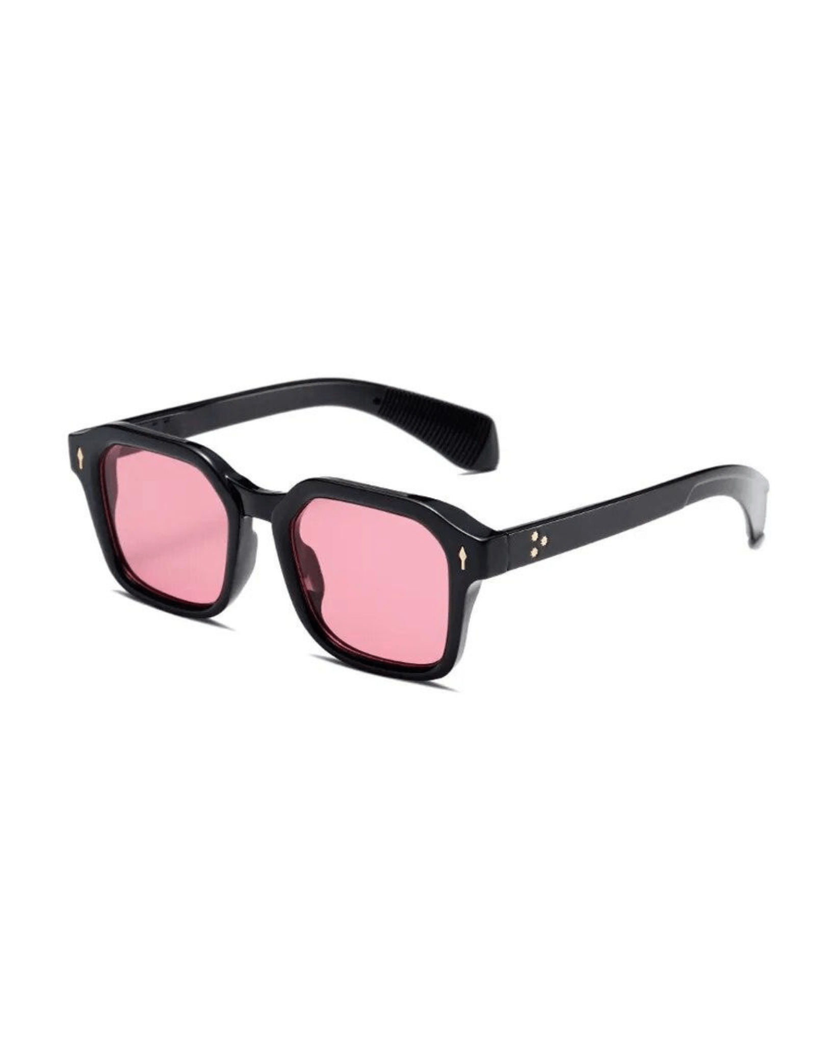 pink lens black frame Retro Rectangle Sunglasses