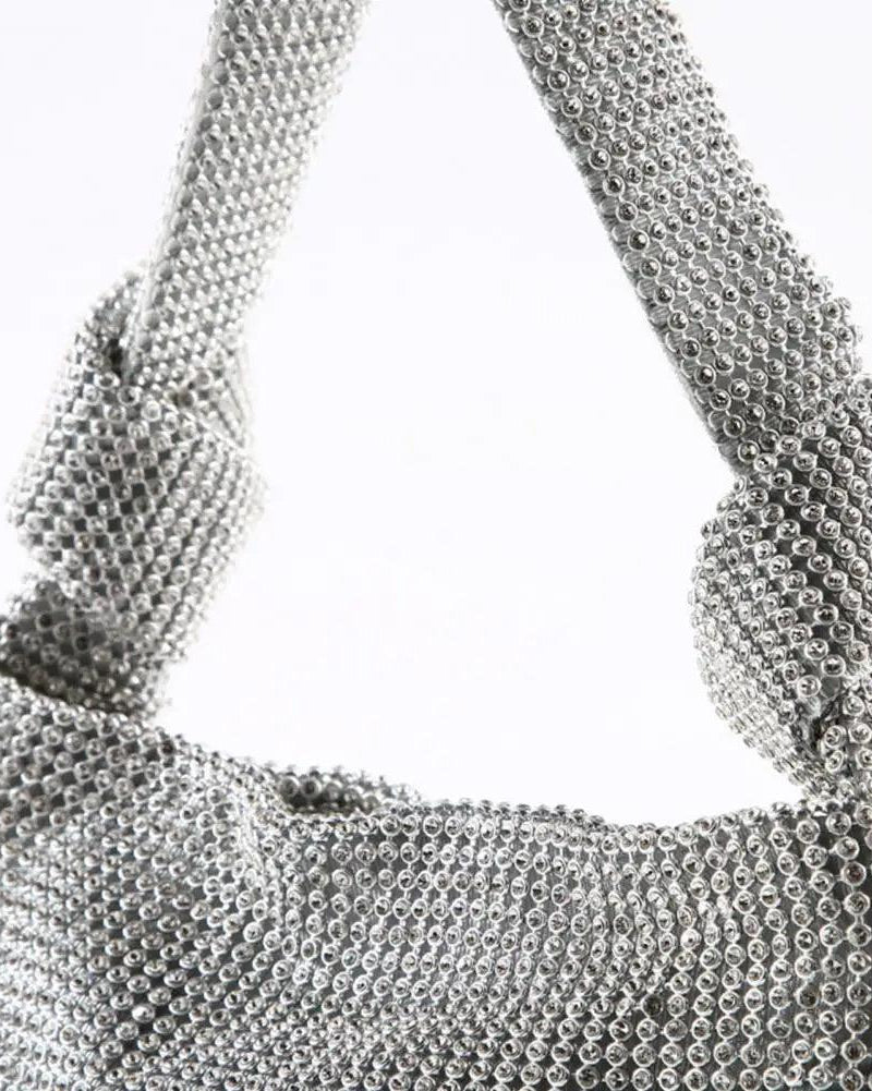 silver Handmade Rhinestone Diamond Knot Bag festival fashion bolsa