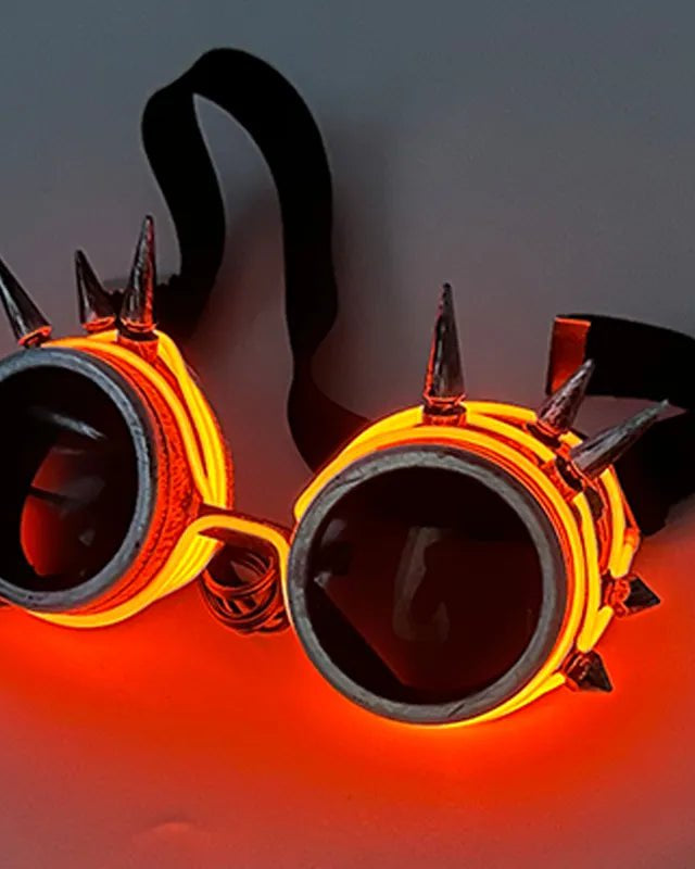 orange Cyberpunk Glowing Goggles Luminous LED Sunglasses rave outfit festival accessories